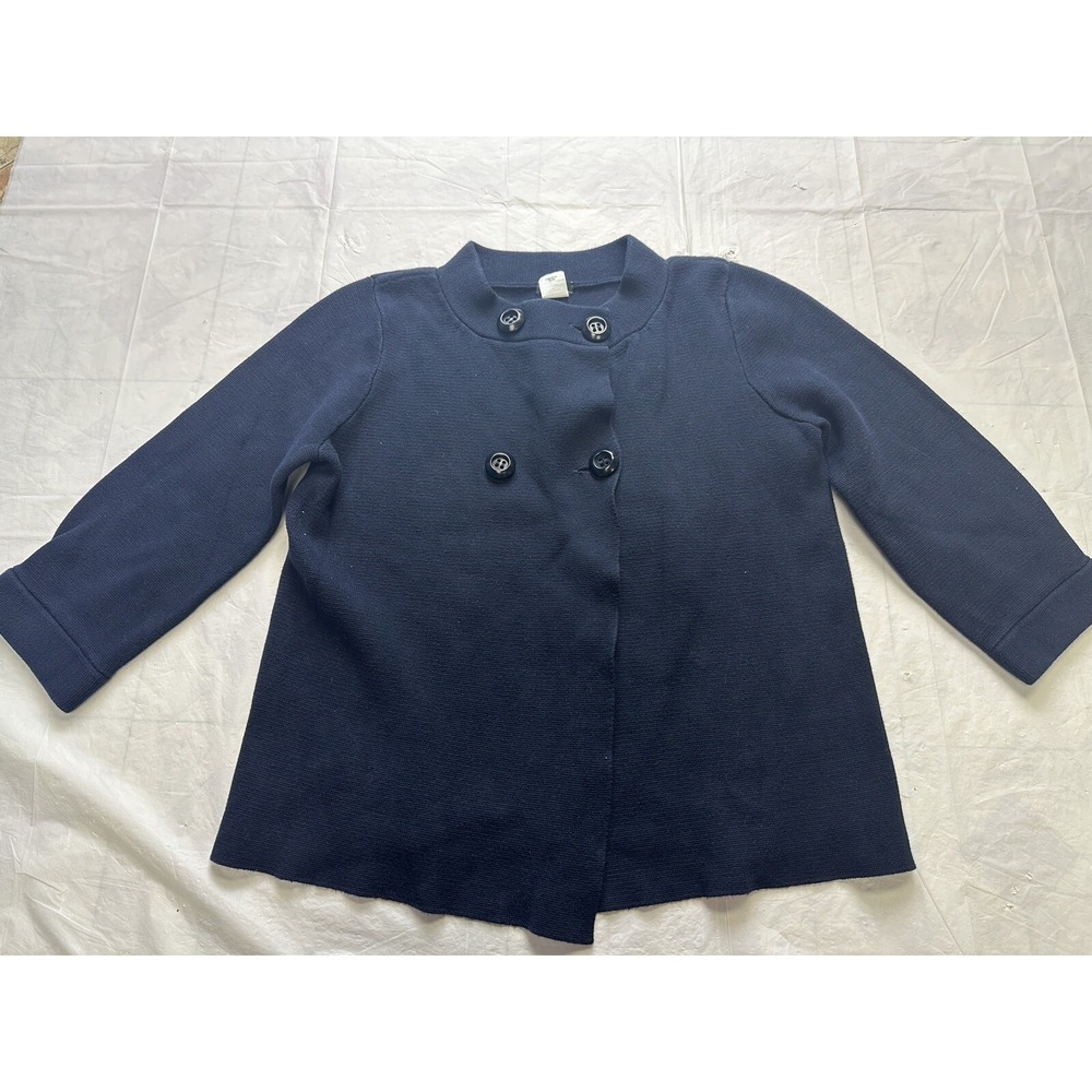 J Crew Sweater Womens Small Blue Double Breasted Cotton Collared